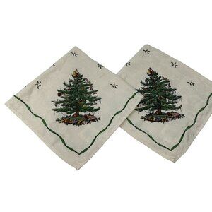 Spode Christmas Tree Napkins Set Classic Cream Green 19 inches Traditional